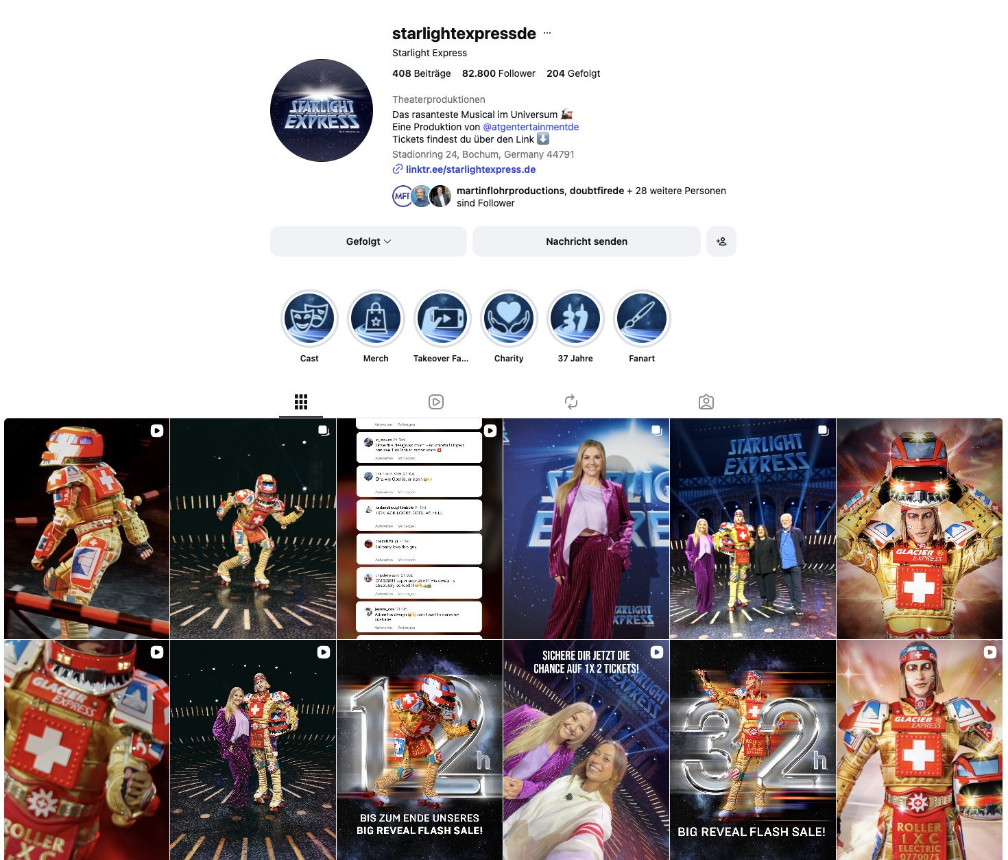 Instagram-Übersicht von Starlight Express