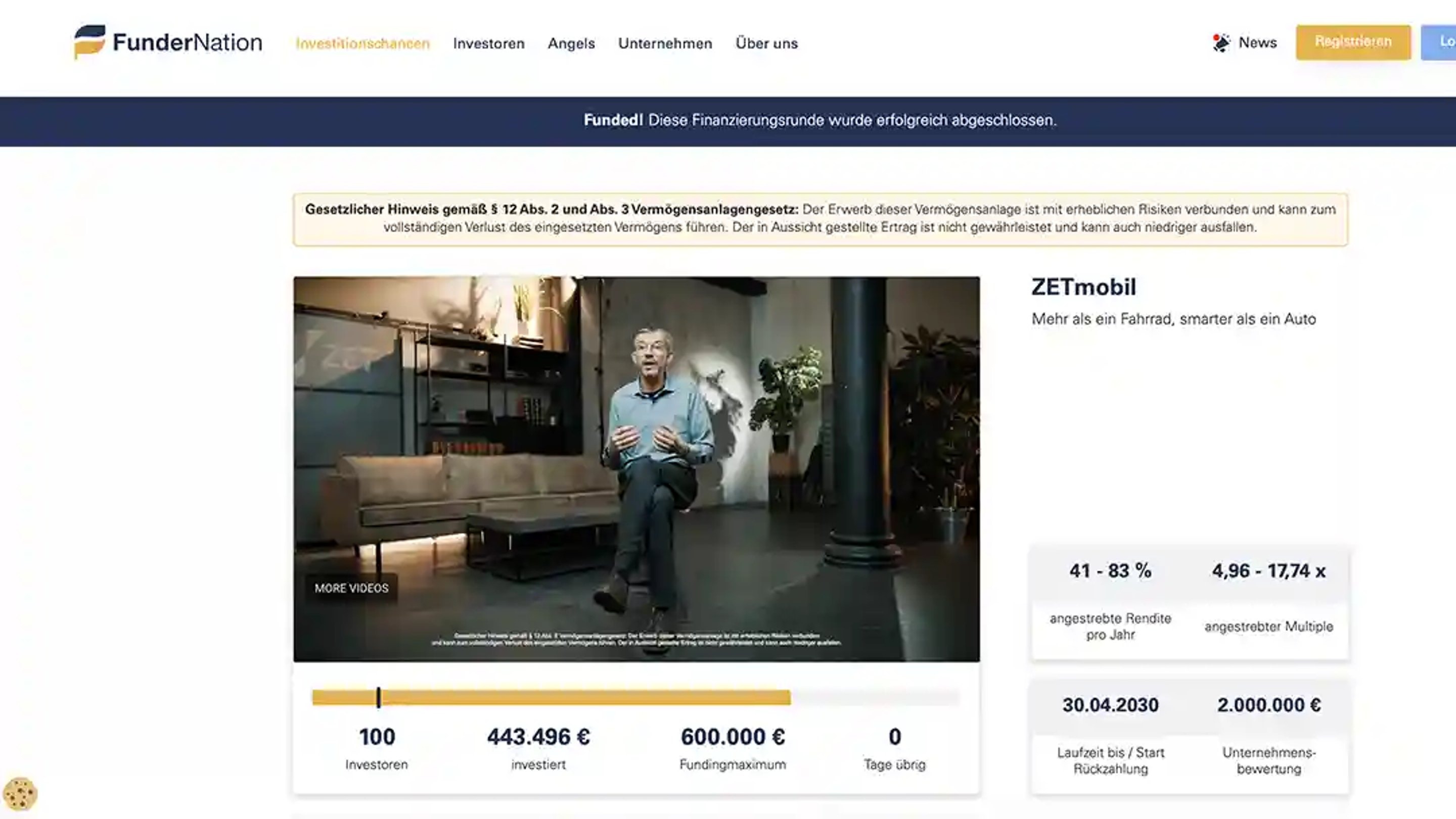Cinebites Pitchfilm innerhalb einer Crowdinvesting-Kampagne