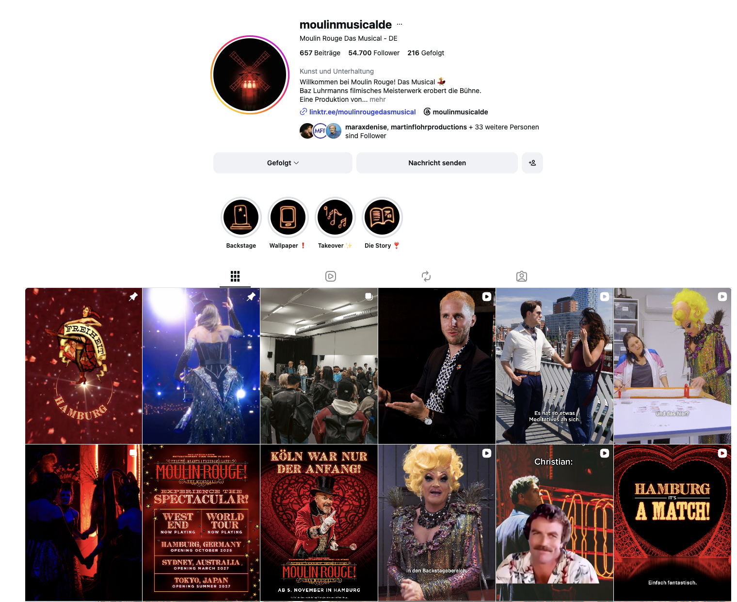 Instagram-Übersicht von Moulin Rouge!