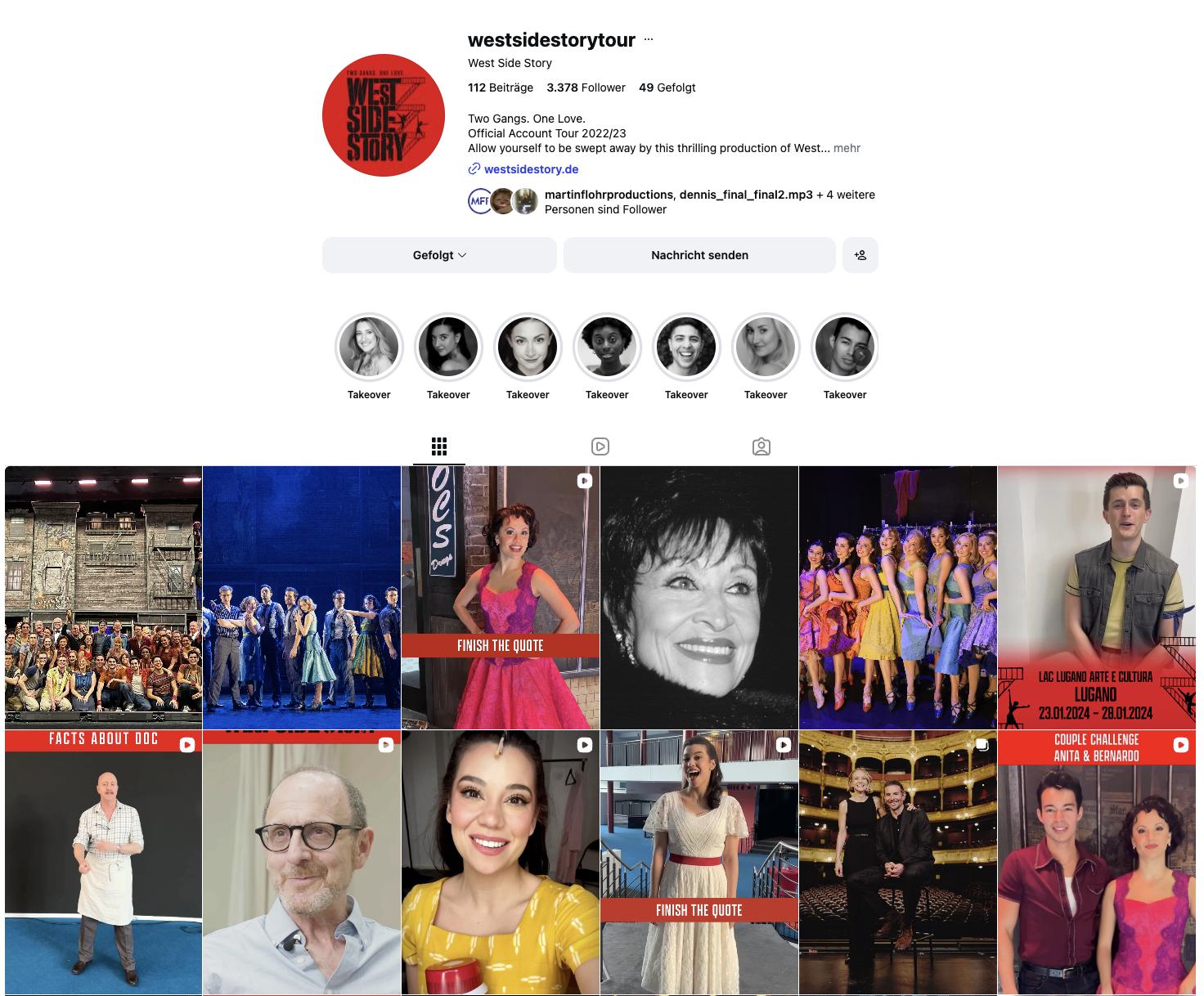 Instagram-Übersicht von West Side Story
