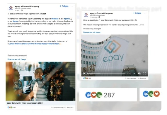 LinkedIn-Beiträge mit Eventvideos und hoher Interaktion