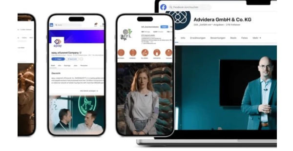 Vorschau der Eventfilme auf Smartphone- und Laptop-Bildschirmen